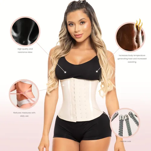 Vista 2 de BELLA MICHELL - Entrenador de cintura colombiano para mujer, faja moldeadora de látex para control de abdomen, faja de cintura y moldeador de cuerpo