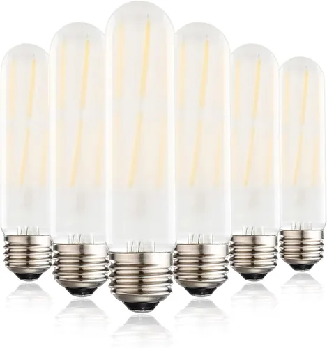 Vista 12 de XININSUN Bombillas LED esmeriladas T10, color blanco cálido 2700 K, bombillas LED Edison tubulares regulables de 6 W, equivalente a 60 vatios, 600