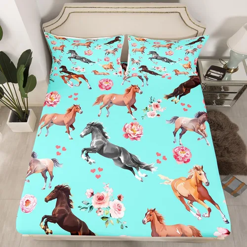 Vista 16 de Erosebridal Sábanas de cama de vaca tamaño individual para decoración rústica, sábana bajera ajustable de estrellas del oeste de Texas para vaquera