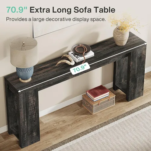 Vista 6 de Tribesigns Mesa Consola Extra Larga de 70.9 Pulgadas, Mesa de Sofá de Madera Estilo Granja Detrás del Sofá, Mesa de Acento Estrecha para Entrada