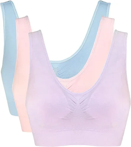 Vista 8 de Paquete de 3 brasieres para mujer, paquete de brasier sin varillas, color sólido, sin costuras Todo negro