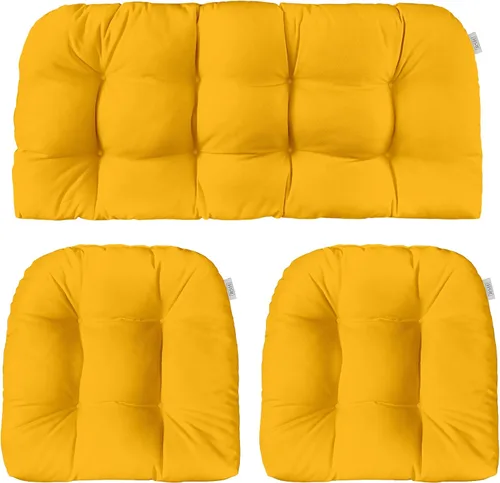 Vista 14 de RSH DECOR: Sunbrella - Juego de 3 cojines de mimbre copetudos 41 x 19 pulgadas y 19 x 19 pulgadas Fabricado con tela de rendimiento Sunbrella