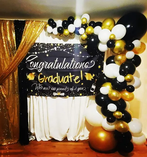 Vista 7 de Globos negros de 5 pulgadas, 100 globos de feliz cumpleaños, graduación, Halloween, Año Nuevo, decoración de fiesta temática de fiesta