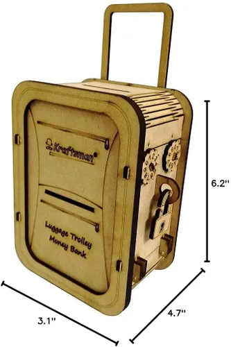 Vista 7 de MilesMagic Banco de dinero para niños y adultos, caja de ahorros oculta personalizada para niños y niñas, caja fuerte portátil de madera