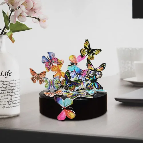 Vista 2 de Escultura de escritorio, mariposas, juguete de escritorio para aliviar el estrés, juguete para la ansiedad, regalo de oficina (22 mariposas)