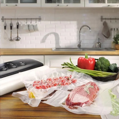 Vista 6 de Rollos de bolsas selladoras al vacío compatibles con FoodSaver, paquete de 2 rollos de 11 pulgadas x 25 pies y 2 unidades de 8 x 25 pies