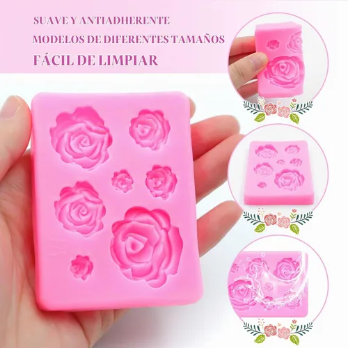 Vista 2 de Generic 2 moldes de silicona para barra de chocolate con rosas y flores, moldes de chocolate para tartas, herramientas de decoración de pasteles