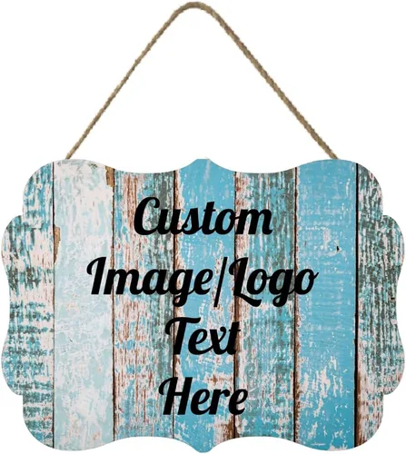 Vista 23 de Letrero de bienvenida de madera personalizado para puerta delantera, letrero personalizado para el hogar, decoración de puerta con imagen/texto COL-7