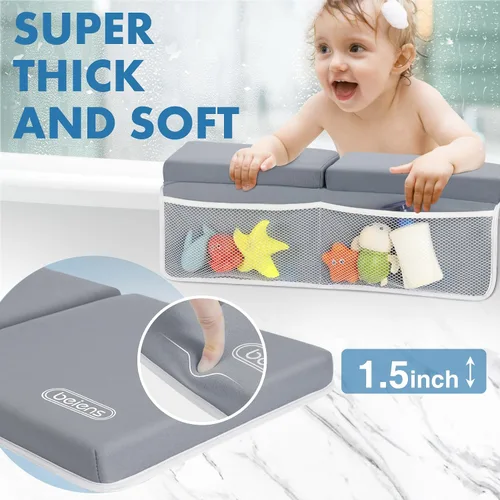 Vista 3 de beiens Juego de rodilleras de baño y coderas - Almohadillas de rodillas de baño gruesas y cómodas de 1.5' para bebé, almohadilla de rodillas suave