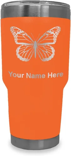 Vista 13 de LaserGram Vaso aislado al vacío de 20 onzas, mariposa monarca, grabado personalizado incluido (negro)