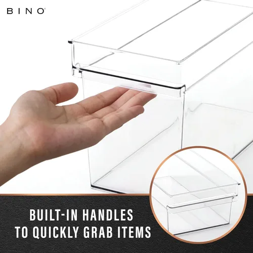 Vista 4 de BINO Contenedores de almacenamiento de plástico, pequeños y poco profundos THE HANDLER COLLECTION Contenedores organizadores multiusos