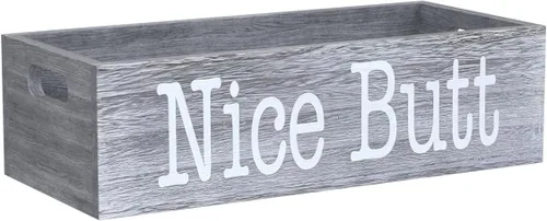 Vista 4 de HOSROOME Nice Butt - Caja decorativa de papel higiénico para baño, dector, granja, contenedor de almacenamiento de madera rústica, divertida caja