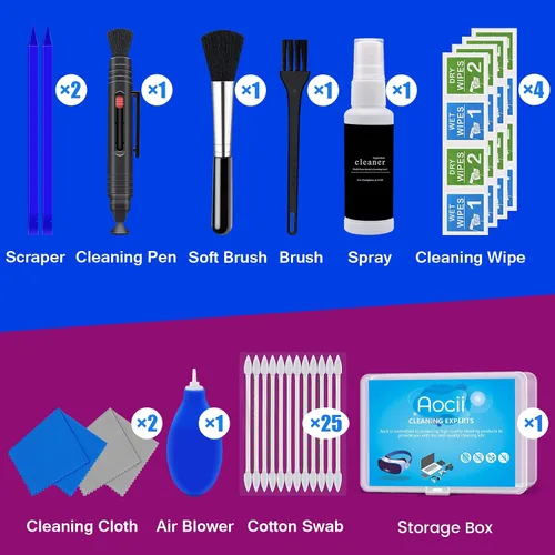 Vista 7 de VR Headset Cleaning Kit, VR Lens Cleaner, Lens Pen Cleaner Kit for Oculus Quest 2Hololens 2XboxPS4Wii, Cleaning kit for Camera Game Controller VR