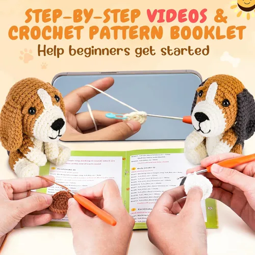Vista 2 de Kit de ganchillo Crochetta para principiantes, kit de ganchillo para principiantes para adultos con videotutoriales paso a paso, kits de animales