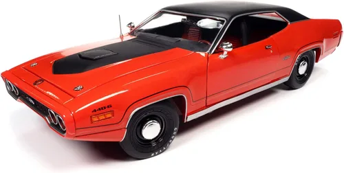 Vista 2 de 1971 Plymouth GTX 440+6 Hardtop Tor Rojo con Negro Clase Superior de 1971 ''American Muscle 30 Aniversario 1/18 Modelo de Auto Fundido a Presión por