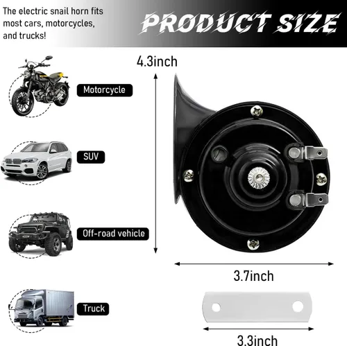 Vista 2 de Yourkar - Bocina de coche fuerte, 12V impermeable, bocina eléctrica de caracol de 303DB, tono alto, reemplaza para coches, SUV, camiones