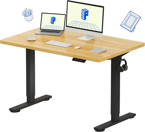 Vista 45 de FLEXISPOT EN1 - Escritorio de pie de una pieza, 40"x24" de escritorio sin costuras, eléctrico, altura ajustable para oficina en casa, salas de Negro