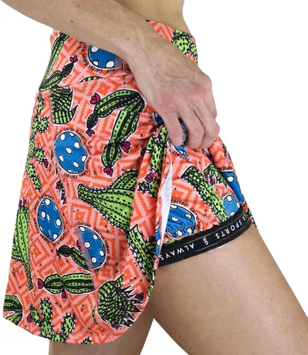 Vista 5 de Pickleball Skort Cactus 1 A-Line Skort, Cactus Print Sportswear, Soft and Comfortable