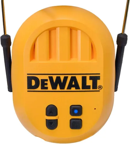 Vista 2 de DEWALT DPG17 Protección auditiva recargable Bluetooth, Negro/Amarillo, Diadema ajustable, NRR 25