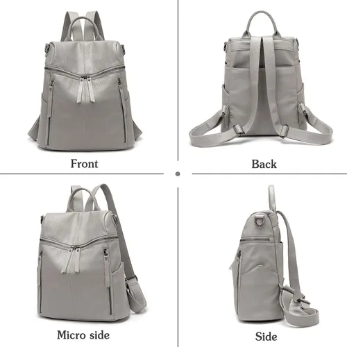 Vista 7 de Mochila de moda para mujer, bolsa de hombro impermeable, Negro -, Viajar