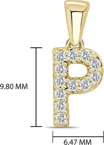 Vista 87 de Collar colgante con letra inicial de diamantes en oro amarillo de 14k (1/10 quilates) 18 pulgadas