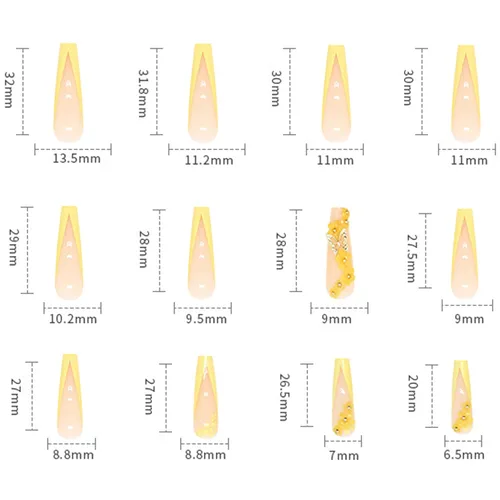 Vista 3 de Uñas postizas largas a presión, punta francesa de bailarina, 24 uñas postizas reutilizables de cobertura completa con pestañas adhesivas, uñas