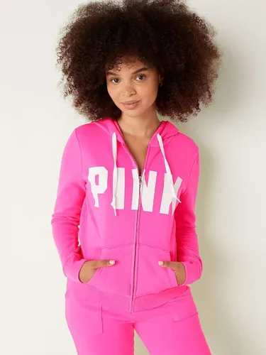 Vista 3 de Victorias Secret Sudadera con capucha de forro polar rosa con cremallera perfecta