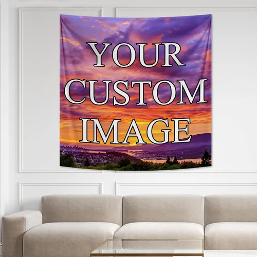 Vista 11 de kioskbanks Tapiz personalizado con foto para dormitorio, tapiz de pared personalizado con tu propia imagen, telón de fondo para decoración del hogar