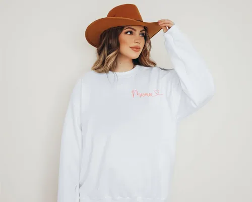 Vista 4 de LUKYCILD Sudadera de gran tamaño con cuello redondo para mamá y mamá, sudadera de manga larga para mujer