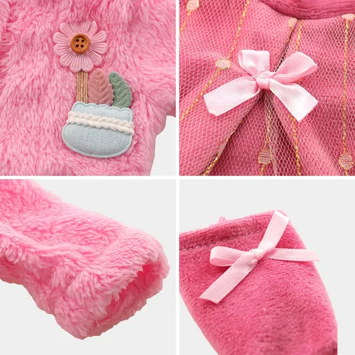 Vista 7 de Ropa de muñeca de bebé, traje rosa lindo casual con abrigo de vestir