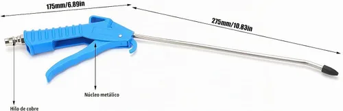 Vista 2 de Pistola de soplado de aire con boquilla en ángulo de 10 pulgadas de largo, pistola de aire industrial de largo alcance, accesorios de compresor