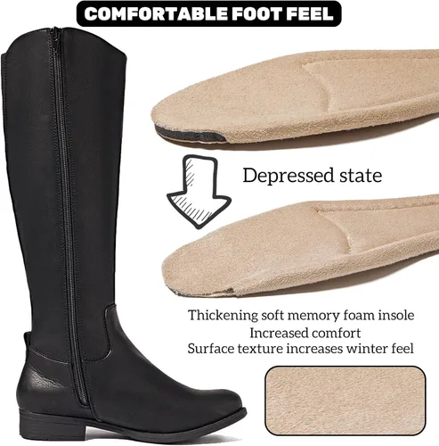 Vista 3 de Botas altas hasta la rodilla para mujer, elegantes y cómodas, con punta redonda, cierre de cremallera lateral, para otoño e invierno para mujer