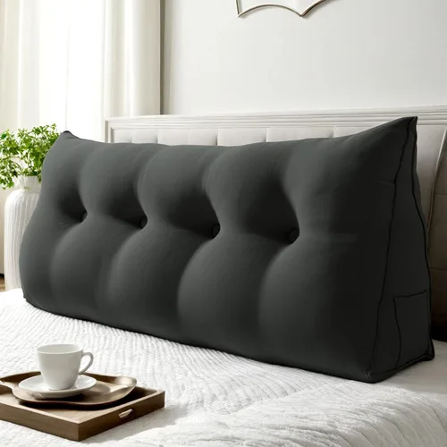 Vista 43 de WOWMAX - Almohada grande triangular con respaldo para cabecera, almohada de posicionamiento para lectura en forma de cuña, con funda extraíble