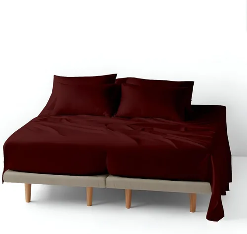 Vista 11 de ARlinen Juego de sábanas de 5 piezas para camas ajustables de hasta 16 pulgadas, color burdeos