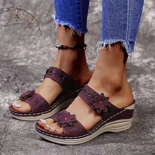 Vista 12 de Sandalias ortopédicas para mujer, pantuflas para caminar con soporte de arco, sandalias casuales antideslizantes A4# Caqui