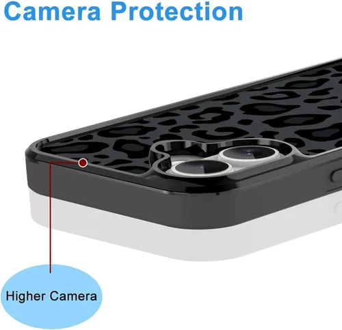Vista 180 de KANGHAR - Funda compatible con iPhone 11, diseño de leopardo negro, textura de neumático antideslizante, a prueba de golpes, funda protectora