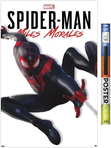 Vista 15 de Trends International Marvel Comics - Póster de pared de la serie Miles Morales, 22.4 pulgadas de largo x 14.7 pulgadas, versión enmarcada de madera