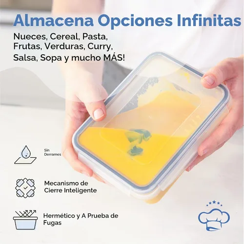 Vista 3 de Chef's Path Juego de 32 piezas de contenedores herméticos de almacenamiento de alimentos con tapas de fácil cierre, 16 contenedores y tapas