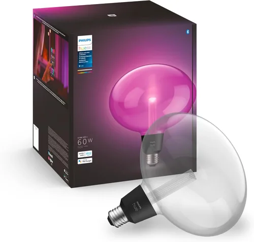 Vista 11 de Philips Hue Bombilla LED de filamento inteligente G40 de 60 W - Luz ambiente blanca de cálido a frío - 1 paquete - 550 lm - E26 - Interior - Control
