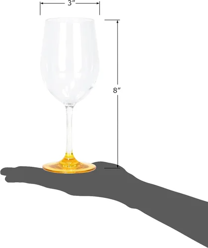 Vista 14 de Red Co. Juego de 6 copas de vino clásicas de acrílico transparente de 12 onzas líquidas para exteriores con bases multicolores