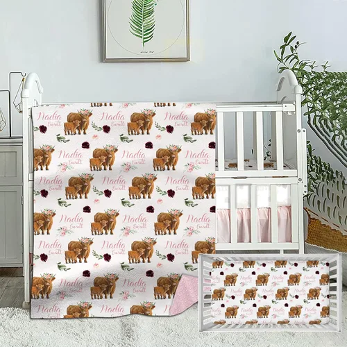 Vista 9 de Juego de cama personalizado para bebé, ropa de cama de cuna con nombre personalizado, juego de 2 piezas con edredón y sábanas bajeras Construcción
