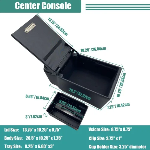 Vista 3 de Organizador y Almacenamiento Universal para Asiento/Banco de Camión, Consola Central para Contratistas, con Portavasos Ajustables, Tablero de Clips