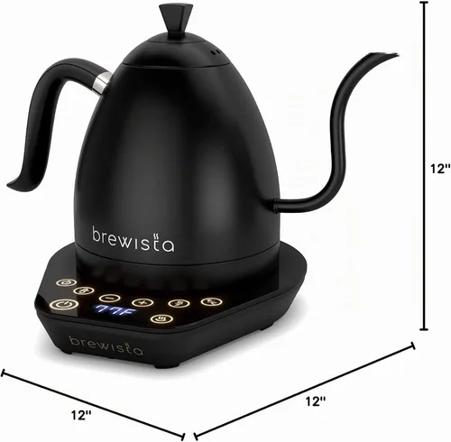 Vista 5 de Brewista Artisan - Hervidor eléctrico de cuello de cisne, hervidor de agua con panel LCD, control preciso de temperatura, hervido rápido y ajustes