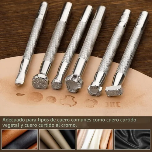 Vista 4 de Jupean 6 piezas de sellos de cuero herramientas de estampado de cuero kit