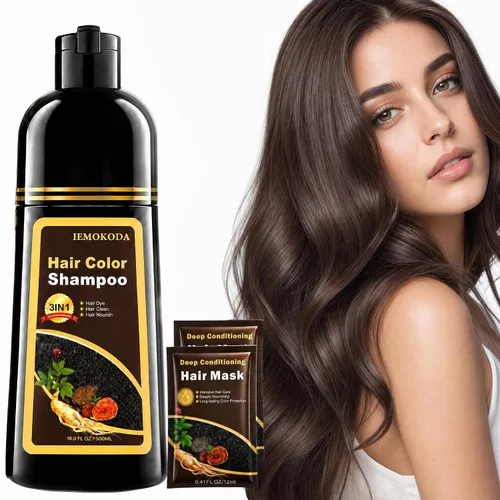 Vista 17 de Champú de tinte para el cabello 3 en 1 para mujeres y hombres, rica coloración de raíz a punta con extractos naturales, 3-4 semanas de duración
