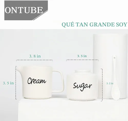 Vista 2 de ONTUBE Azucarero de porcelana y crema Set de 3, blanco