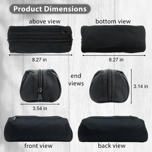 Vista 3 de Estuche para lápices de papelería de moda, color negro, gran capacidad, para organización, bolsa estética con cremallera, estuche organizador
