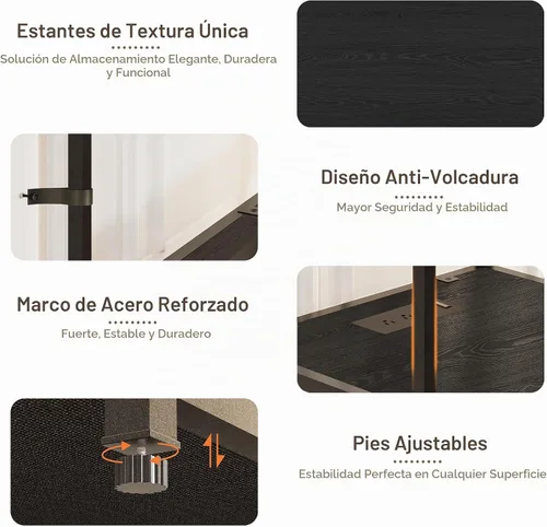 Vista 7 de Soporte para Mini Refrigerador con Almacenamiento, Microondas y Soporte para Mini Refrigerador con Toma de Corriente, Barra de Café, Panadero