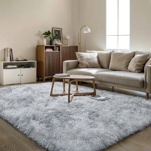 Vista 51 de KICHOWUA - Tapete grueso y esponjoso de 3 x 5 pies, color negro, ultrasuave, lavable, antideslizante, acogedor y peludo, para sala, dormitorio