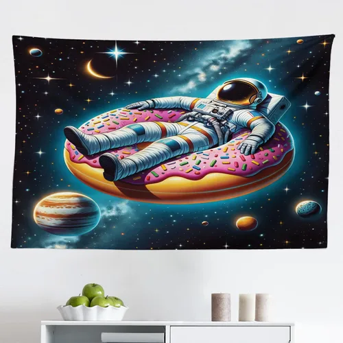 Vista 169 de Ambesonne Tapiz verde, fases lunares alrededor de un árbol de la vida, impresión de diseño bohemio de astrología nocturna, decoración de tela